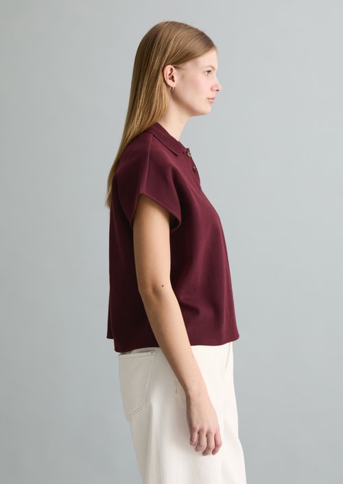 Sleeveless polo shirt wide — Merlot Red