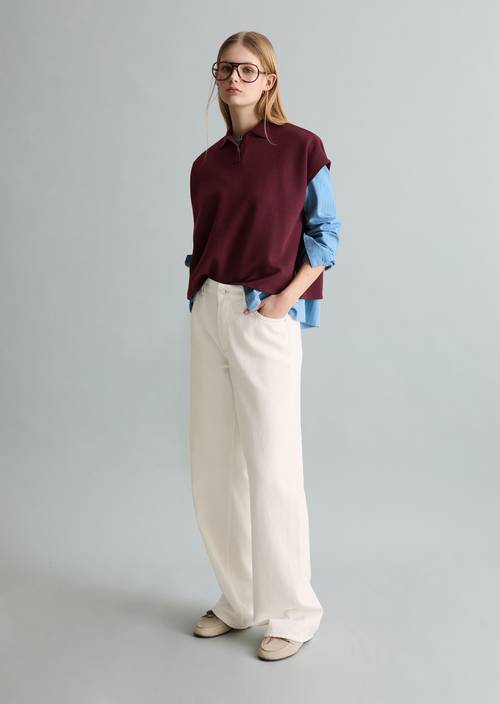 Polo sans manches wide Merlot Red en vue de face