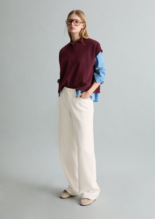 Sleeveless polo shirt wide — Merlot Red