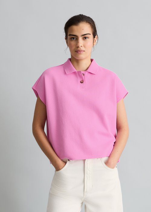 Sleeveless polo shirt wide — Pale Bubblegum