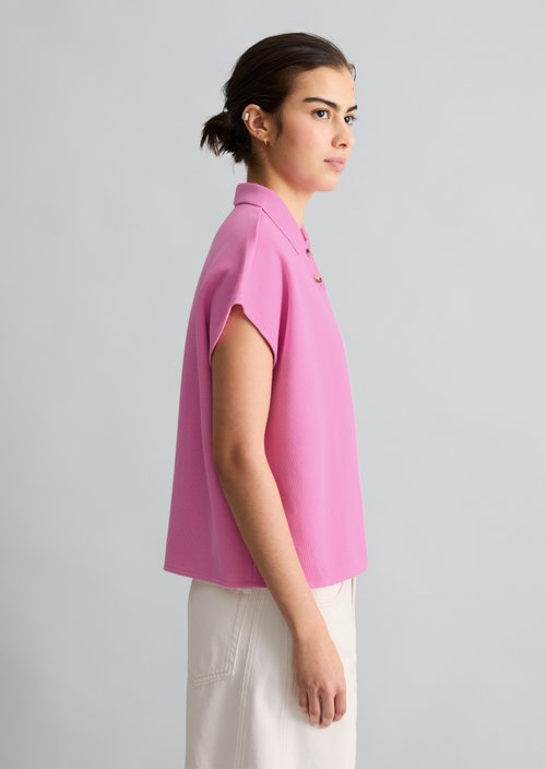Sleeveless polo shirt wide — Pale Bubblegum