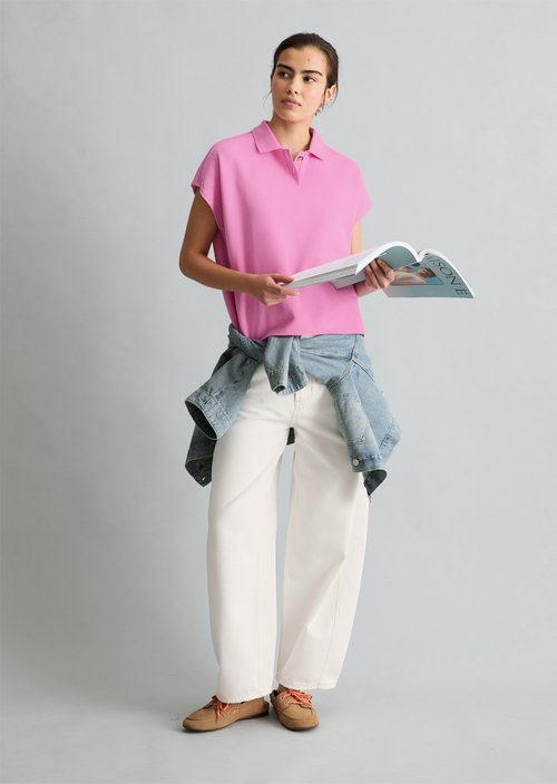Sleeveless polo shirt wide — Pale Bubblegum