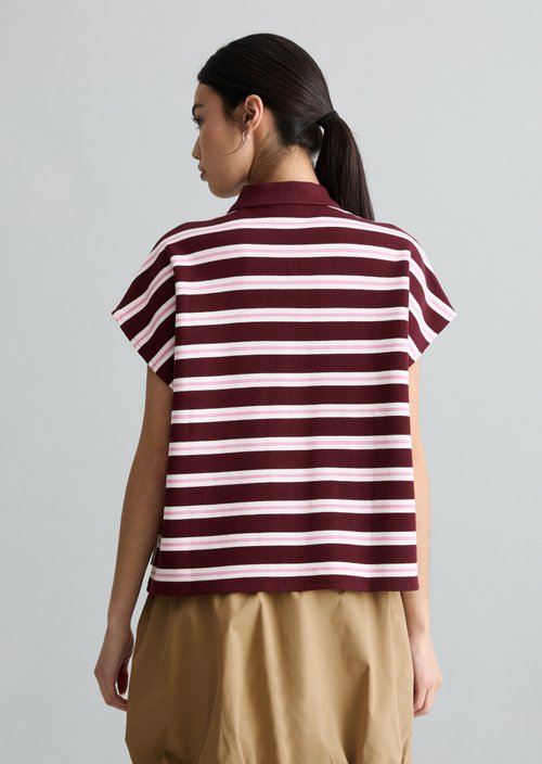 Striped polo shirt wide — Dark Red