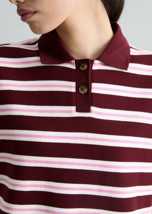 Striped polo shirt wide — Dark Red