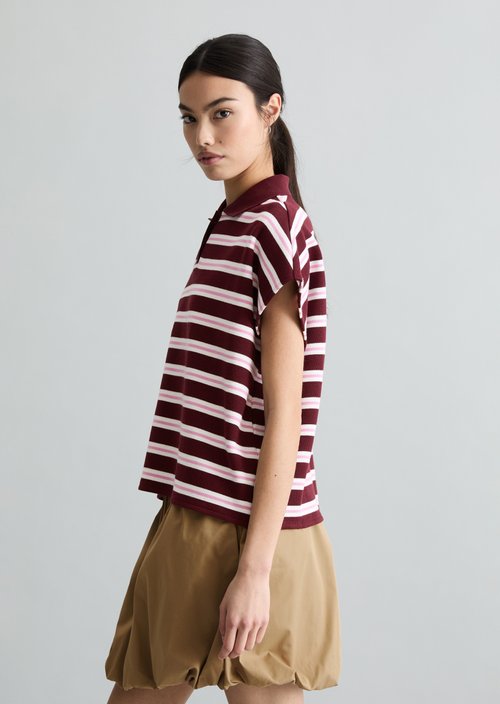 Striped polo shirt wide — Dark Red