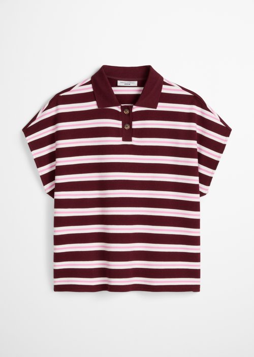 Striped polo shirt wide — Dark Red