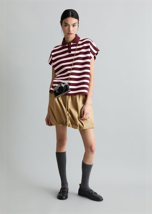 Striped polo shirt wide — Dark Red