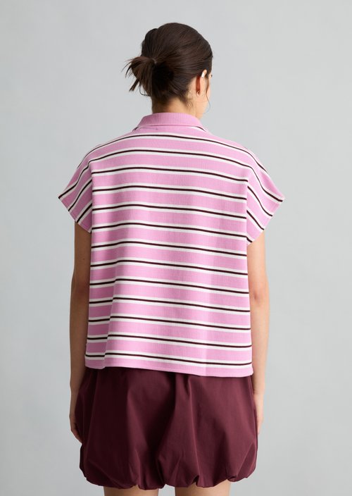 Striped polo shirt wide — Light Pink