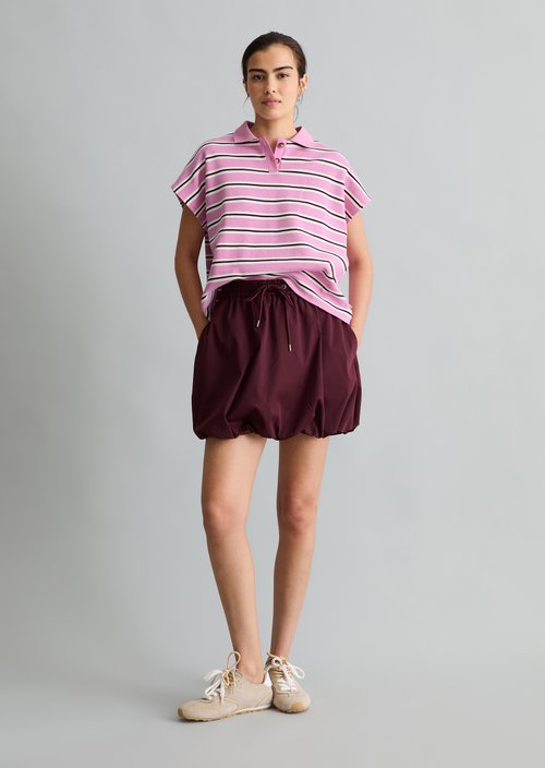 Striped polo shirt wide — Light Pink