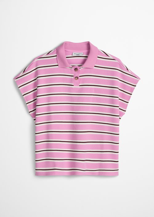 Striped polo shirt wide — Light Pink