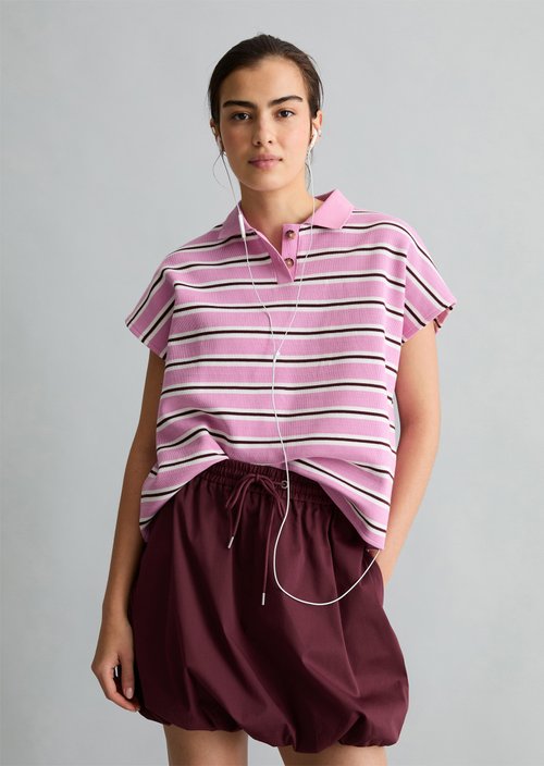 Striped polo shirt wide — Light Pink