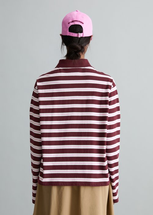 Long-sleeved polo shirt relaxed — Dark Red