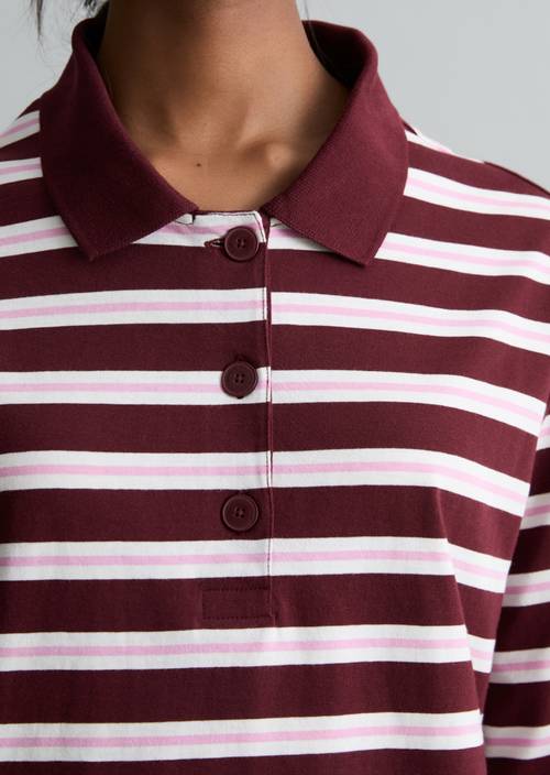 Poloshirt met lange mouwen relaxed Dark Red in detailaanzicht