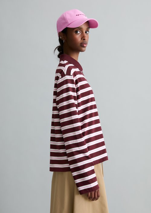 Long-sleeved polo shirt relaxed — Dark Red