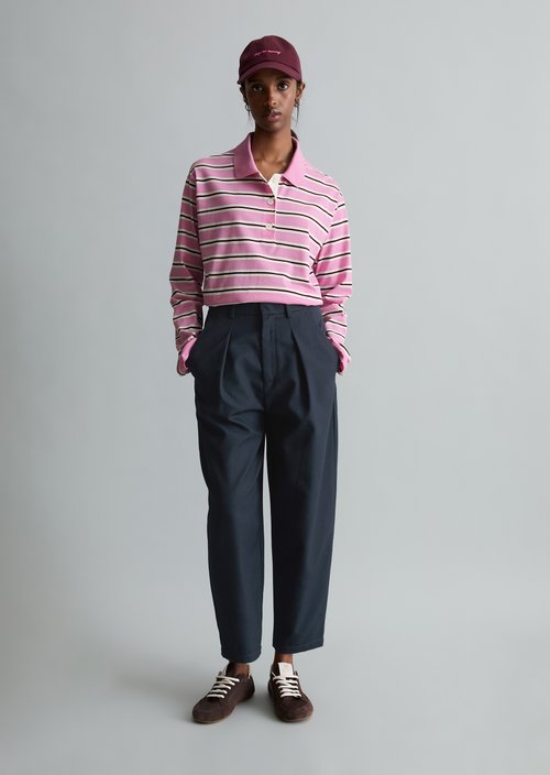 Long-sleeved polo shirt relaxed — Light Pink