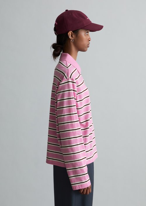 Long-sleeved polo shirt relaxed — Light Pink