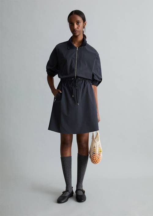 Relaxed short dress Blue Depths in front view