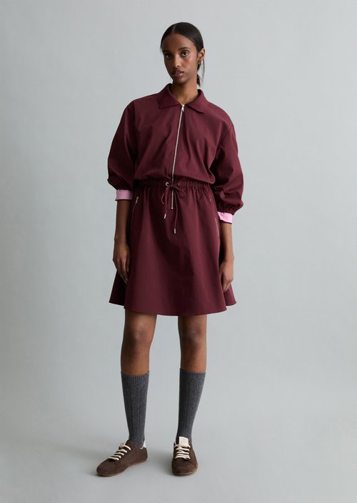 Relaxed short dress — Merlot Red
