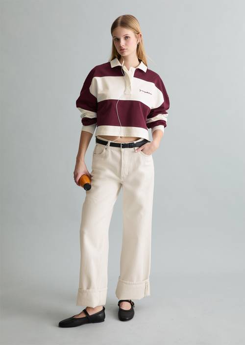 Rugby-Sweatshirt relaxed Dark Red in Frontalansicht