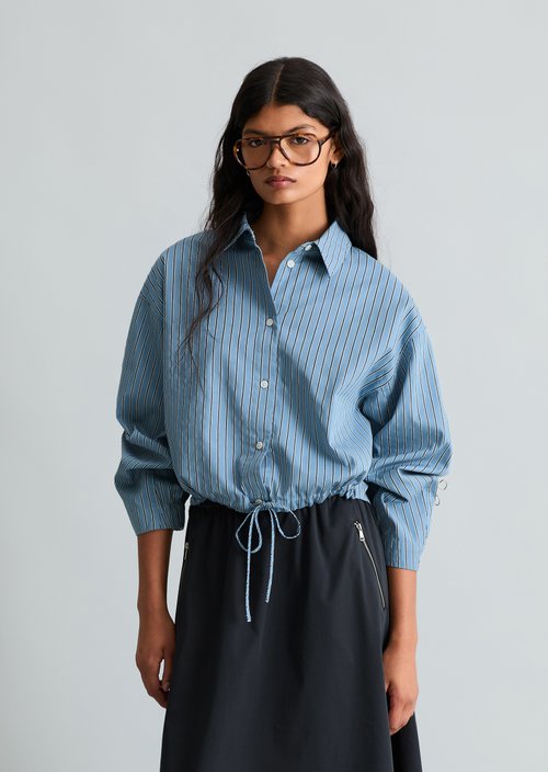Oversized striped blouse — Light Blue