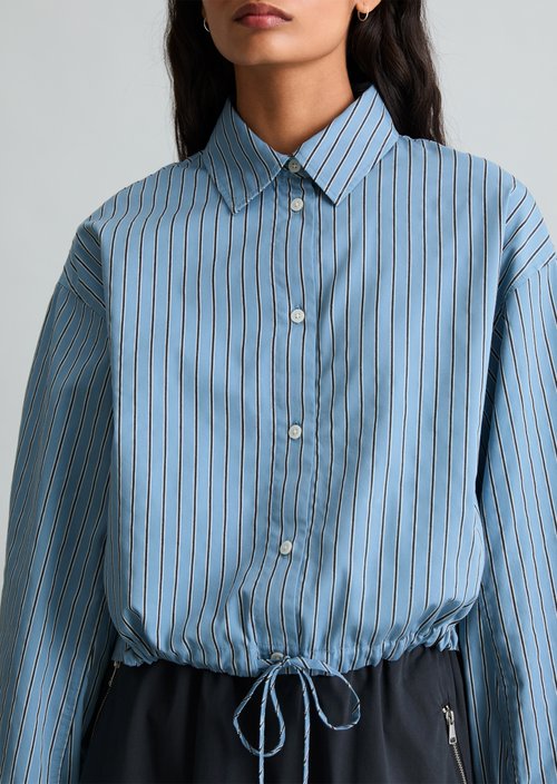 Oversized striped blouse — Light Blue