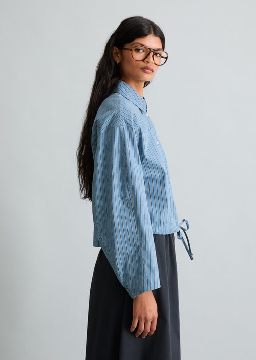 Oversized striped blouse — Light Blue