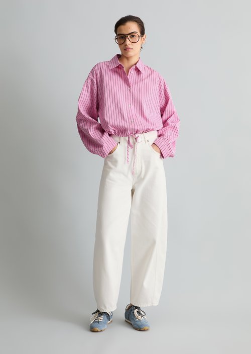 Oversized striped blouse — Light Pink