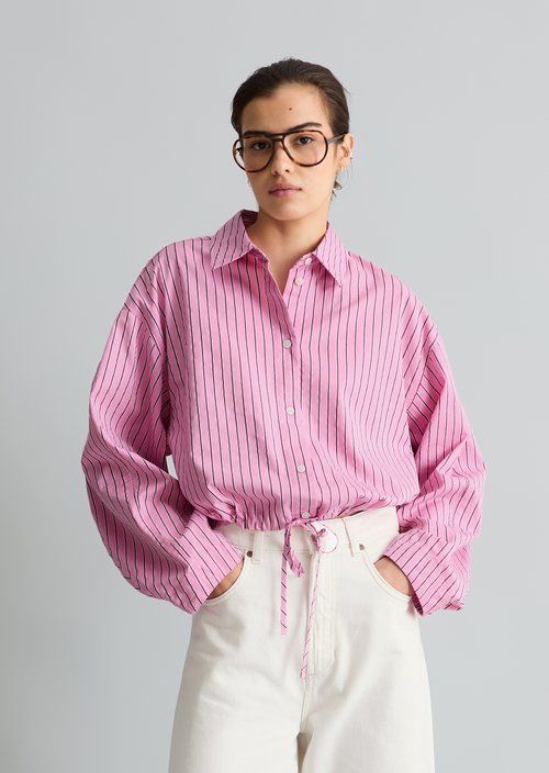 Oversized striped blouse — Light Pink