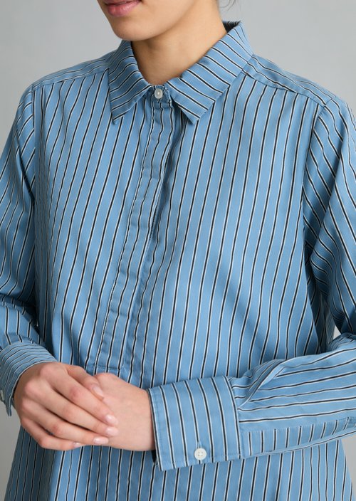 Flared striped dress — Light Blue