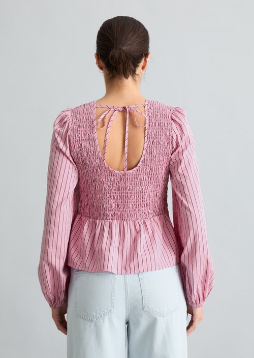 Peplum striped blouse slim — Light Pink