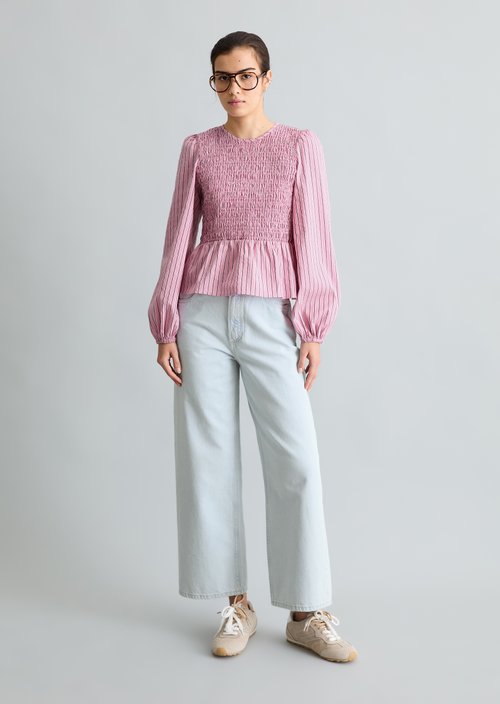 Peplum striped blouse slim — Light Pink