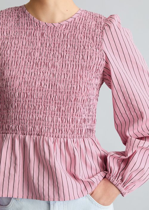 Peplum striped blouse slim — Light Pink