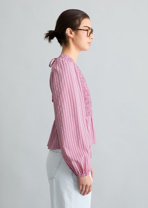 Peplum striped blouse slim — Light Pink