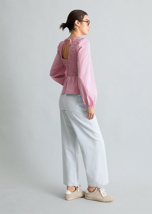 Peplum striped blouse slim — Light Pink
