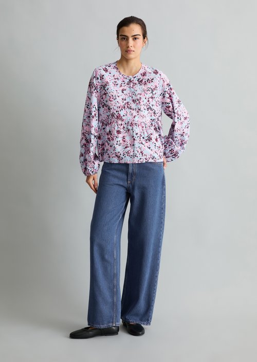 Relaxed crinkle blouse — Light Blue
