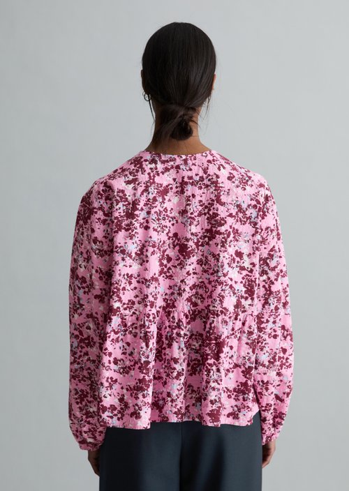 Relaxed crinkle blouse — Medium Pink