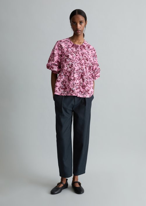 Relaxed crinkle blouse — Medium Pink