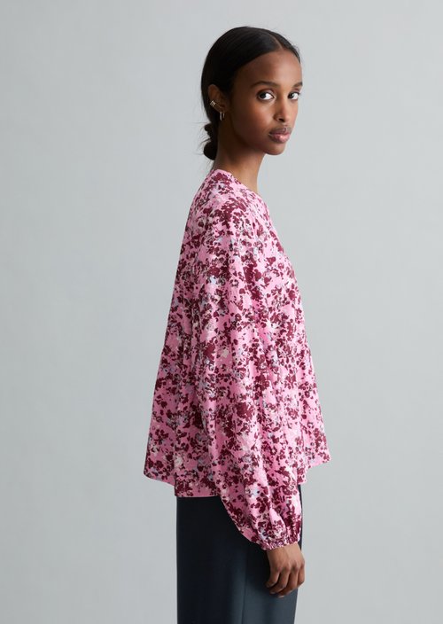Relaxed crinkle blouse — Medium Pink