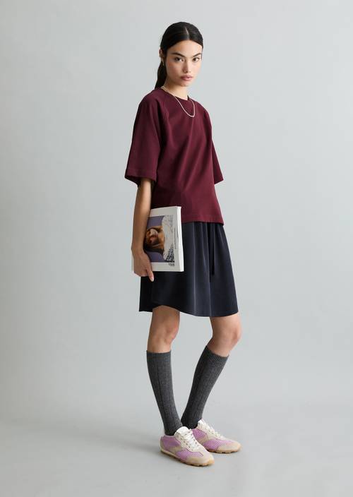 DfC Kurzarm-Sweatshirt relaxed Merlot Red in Frontalansicht