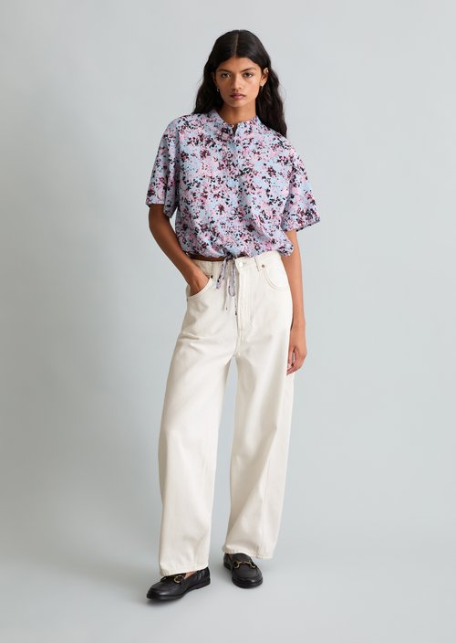 Relaxed short-sleeved blouse — Light Blue