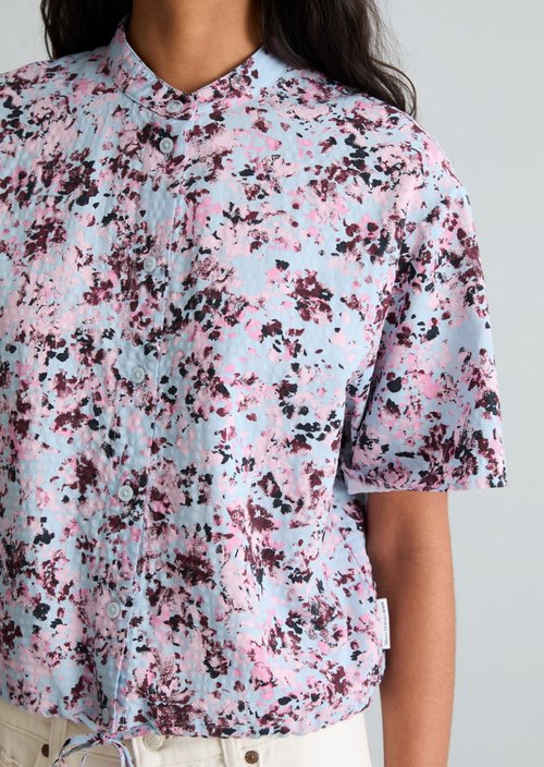 Relaxed short-sleeved blouse — Light Blue