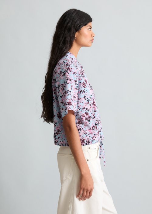 Relaxed short-sleeved blouse — Light Blue