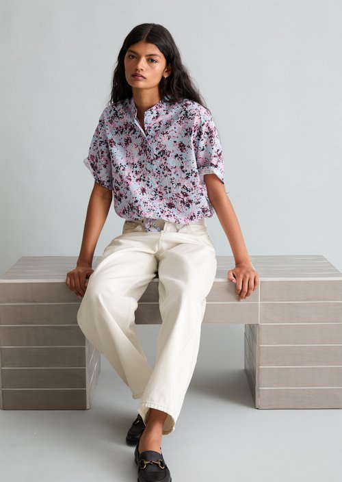 Relaxed short-sleeved blouse — Light Blue