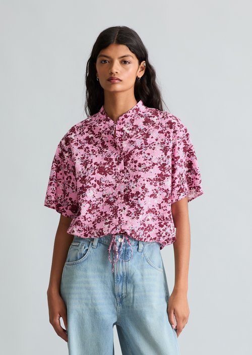 Relaxed short-sleeved blouse — Medium Pink