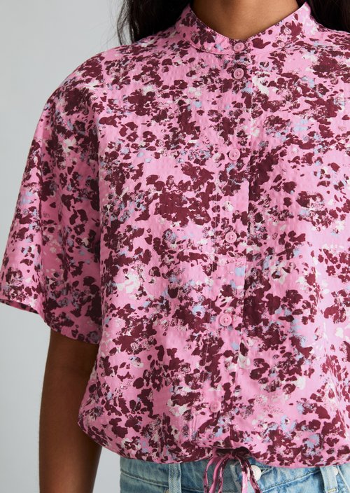 Relaxed short-sleeved blouse — Medium Pink