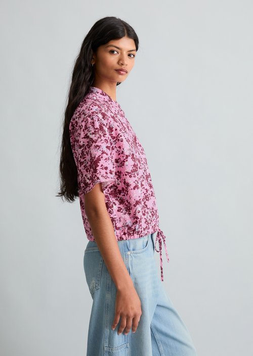 Relaxed short-sleeved blouse — Medium Pink