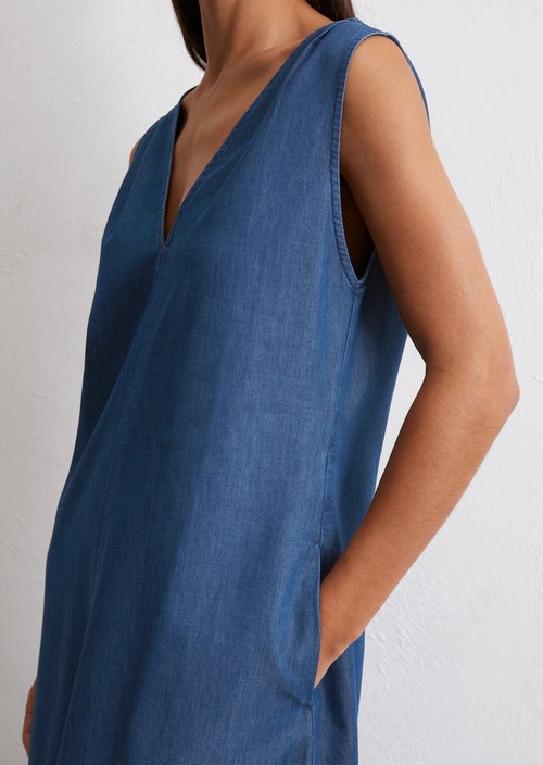 Sleeveless denim dress flared — Medium Blue