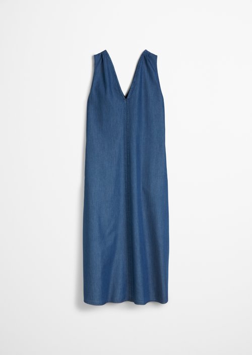 Sleeveless denim dress flared — Medium Blue