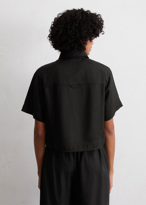 Short sleeve blouse boxy — Black