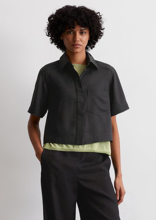Short sleeve blouse boxy — Black
